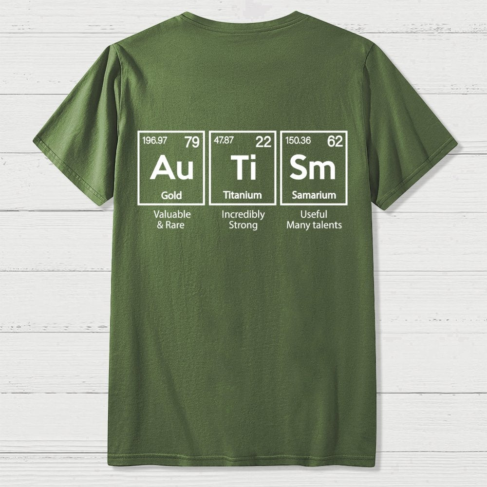 Autism Awareness Elements Periodic Back Printing Geek T-Shirt