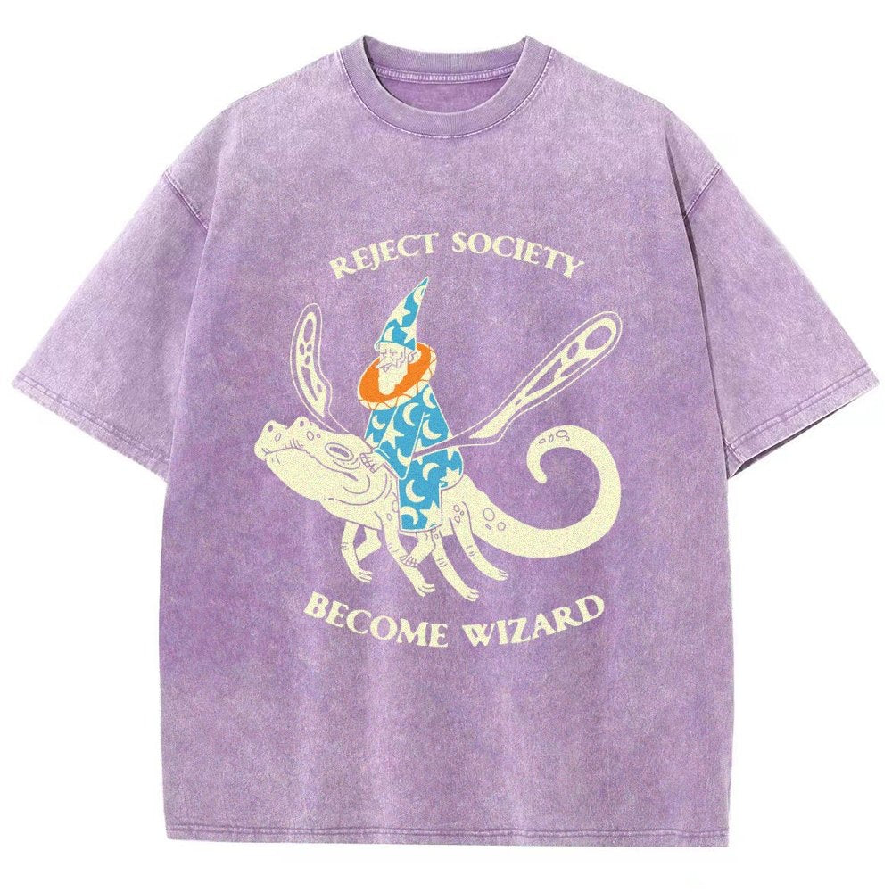 Reject-society become-wizard Vintage Distressed T-shirt