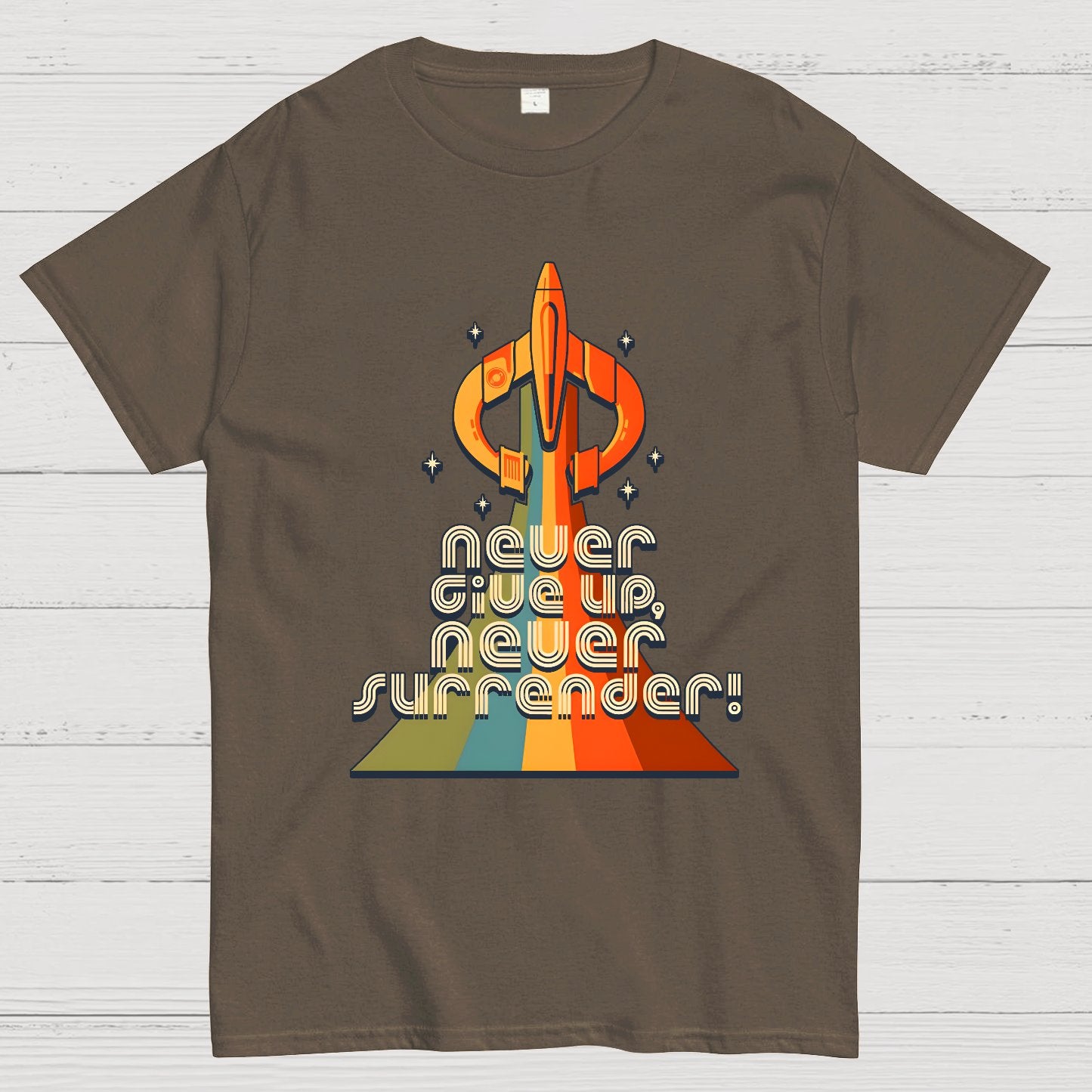 Retro Quest Never give up never surrender! Geek T-Shirt