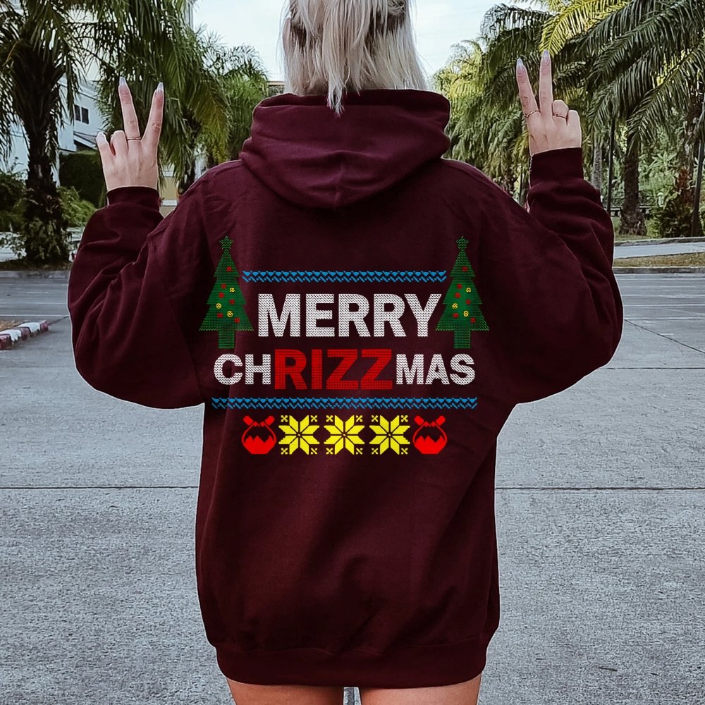 MERRY CHRIZZMAS Printed Back Unisex Cotton Hoodie