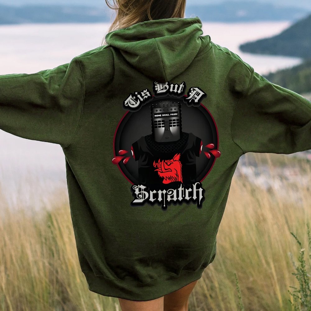 None Shall Pass - Tis But A Scratch Printed Back Unisex Cotton Hoodie