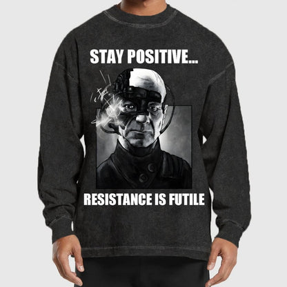 Stay positive... Persistence is key Washed Long Sleeve Tee