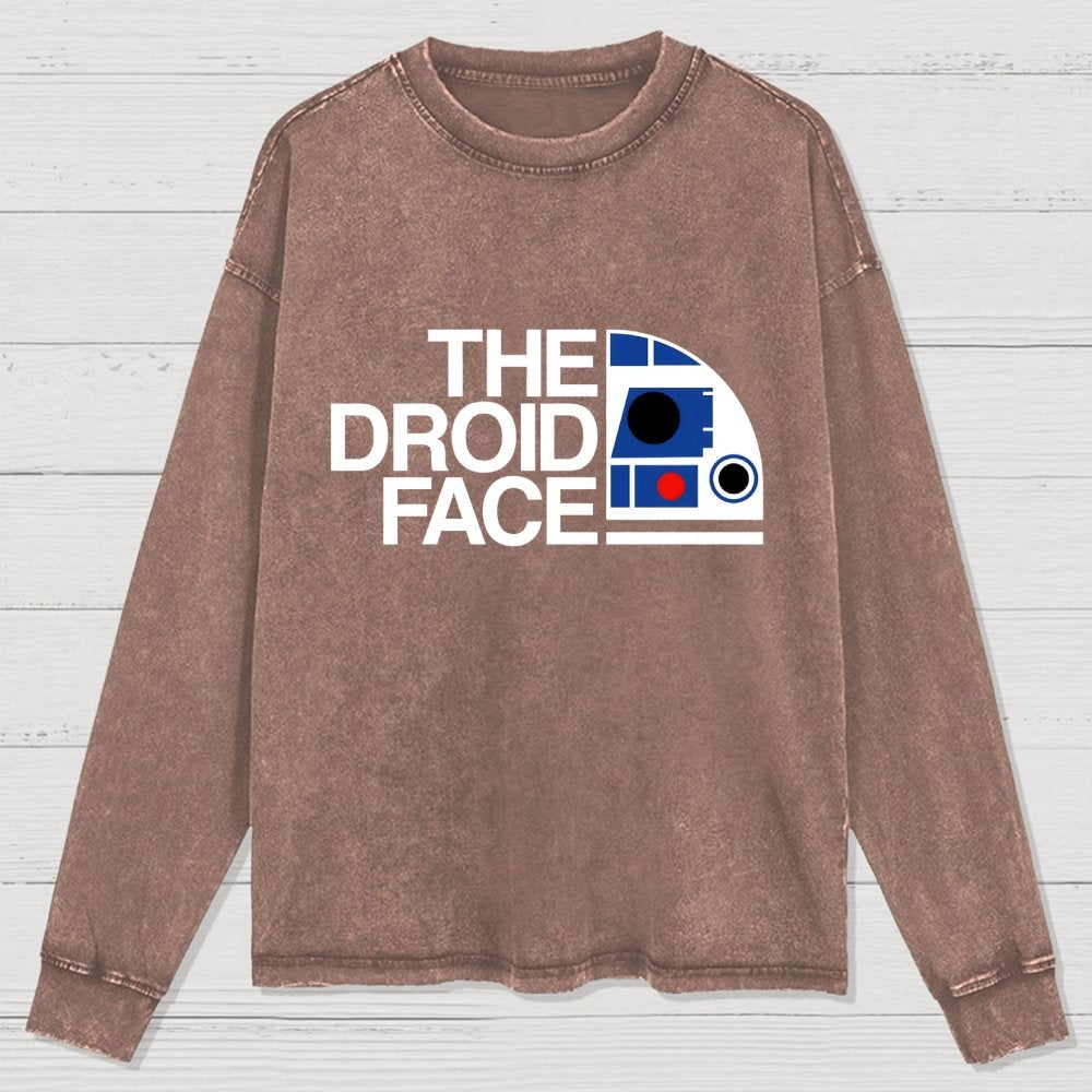 The Robot Face Washed Long Sleeve Tee