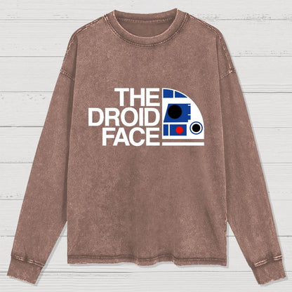 The Robot Face Washed Long Sleeve Tee