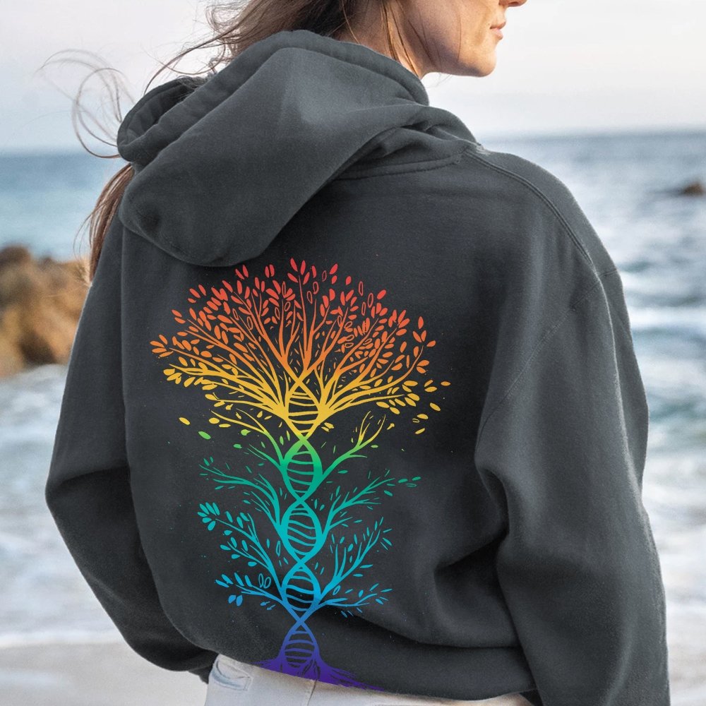 DNA Tree Of Life Science Printed Back Unisex Cotton Hoodie