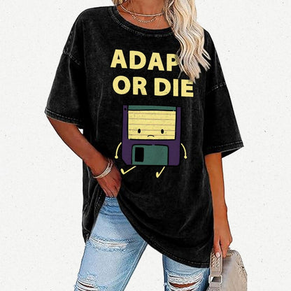 Adapt or Die Floppy Disk Vintage Distressed T-shirt
