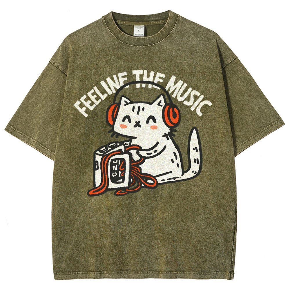 Feeline the Music Vintage Distressed T-shirt