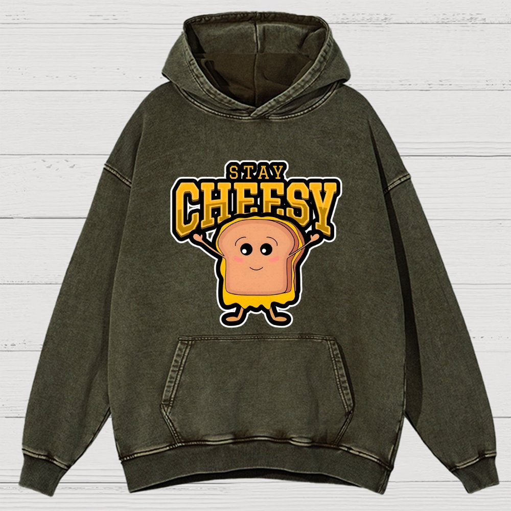 Sandwich Stay Cheesy Vintage Distressed Hoodie