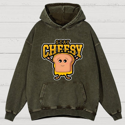 Sandwich Stay Cheesy Vintage Distressed Hoodie