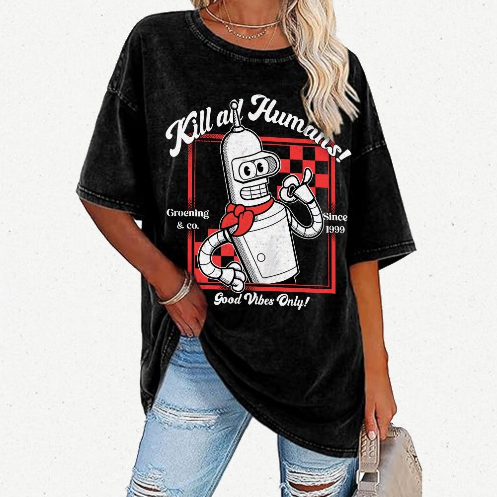 Kill All Humans Vintage Distressed T-shirt