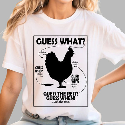 Guess What Chicken Butt White Print Geek T-Shirt