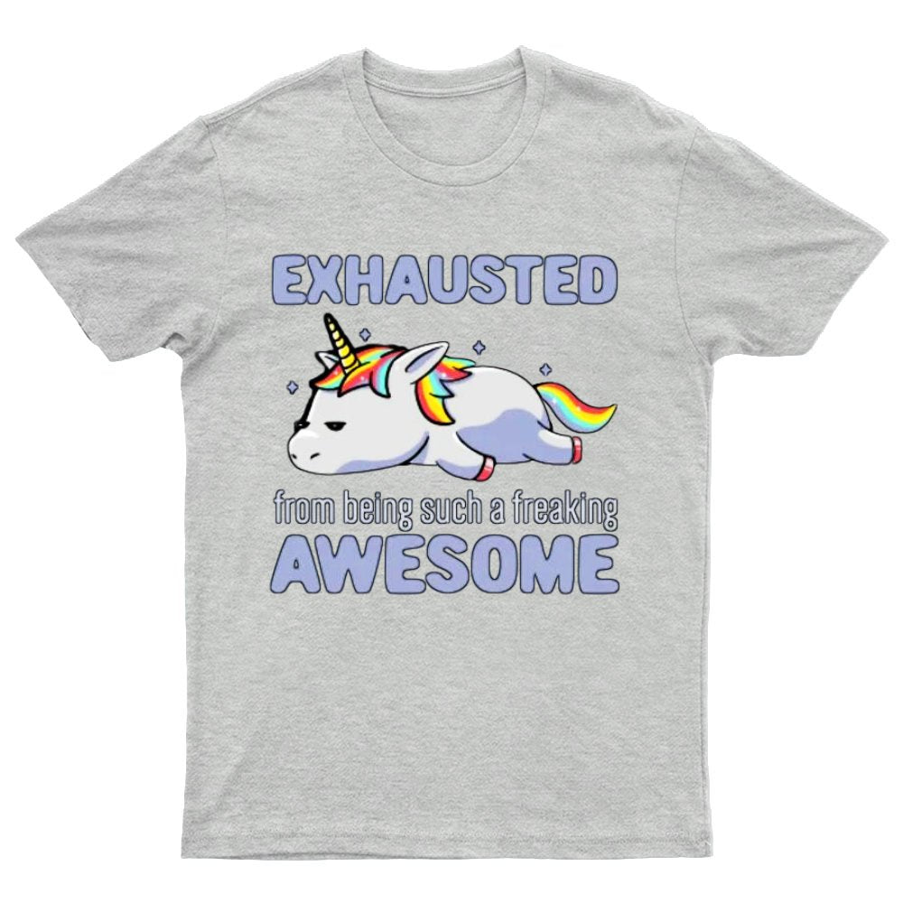 Exhausted From Being Awesome Lazy Unicorn Gift T-Shirt