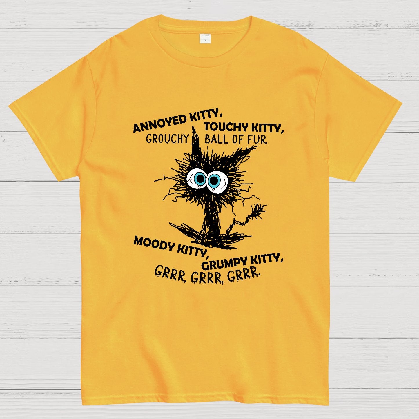 Annoyed Kitty Touchy Kitty Grouchy Ball Funny Geeky T-Shirt