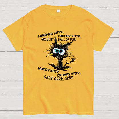 Annoyed Kitty Touchy Kitty Grouchy Ball Funny Geeky T-Shirt
