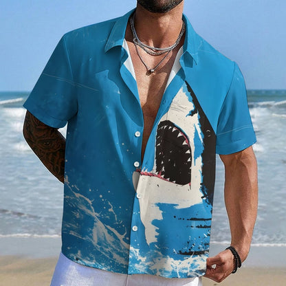 Shark Art Printed Geek Hawaiian Shirt