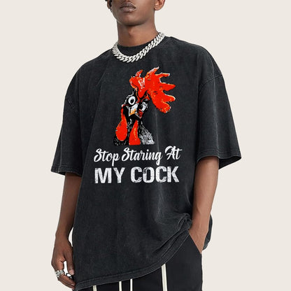 Stop Staring at My Cock Vintage Distressed T-shirt