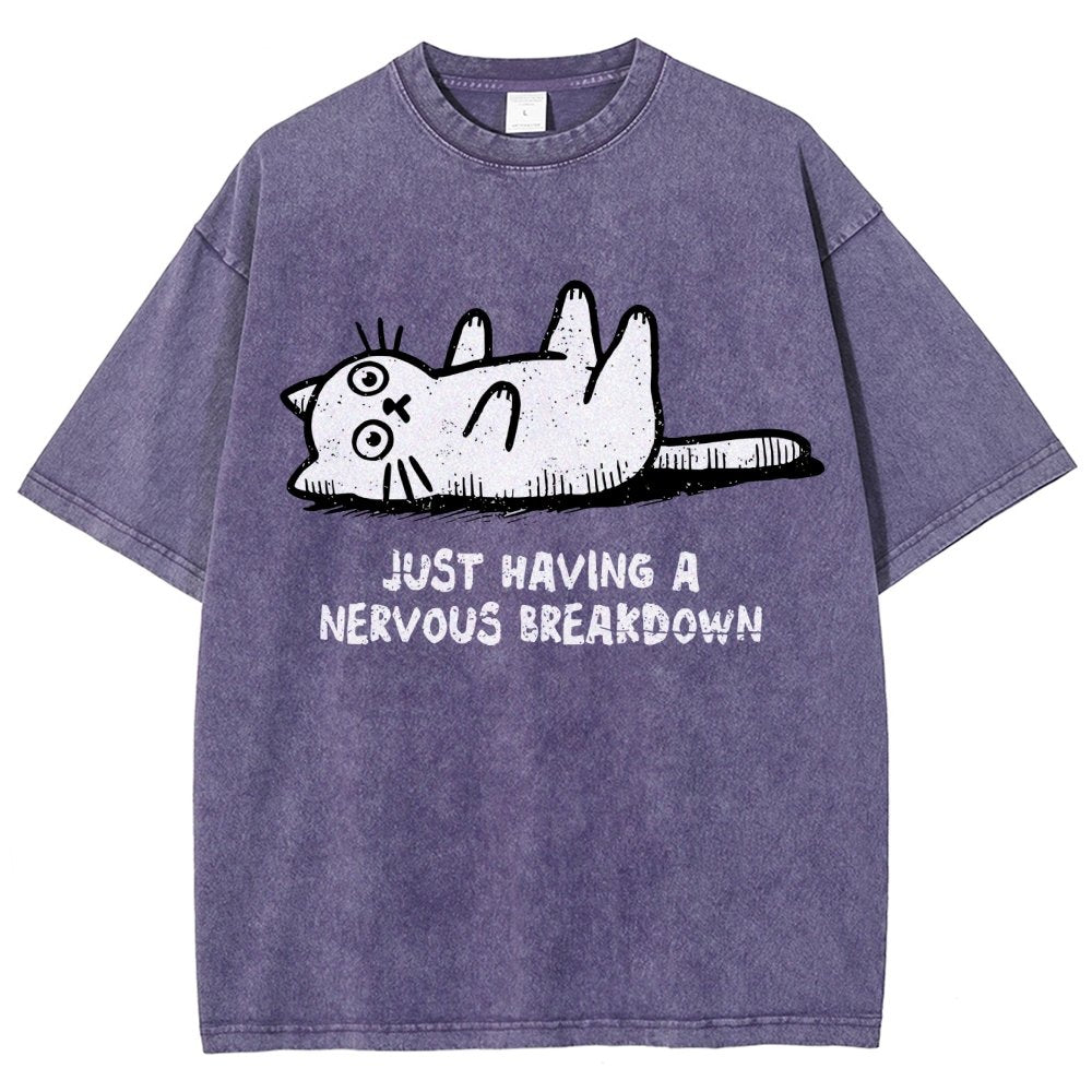 Nervous Breakdown Cat Vintage Distressed T-shirt