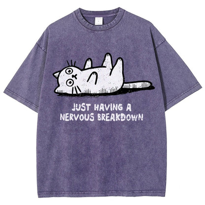Nervous Breakdown Cat Vintage Distressed T-shirt