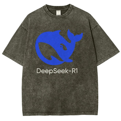 DeepSeek-R1 Icon Vintage Distressed T-shirt