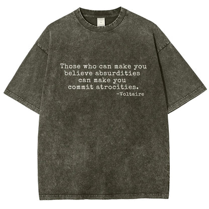Voltaire Quote: Anti-Violence Politics Vintage Distressed T-shirt 2602000182
