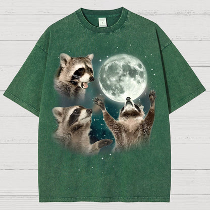 Three Raccoons Moon Vintage Distressed T-shirt