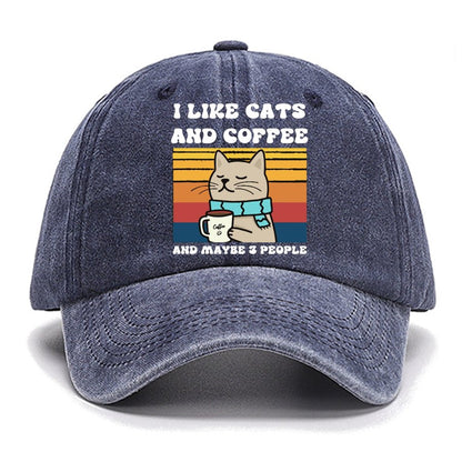 I Like Cats And Coffee And Maybe 3 People Funny Nerd Cotton Hat
