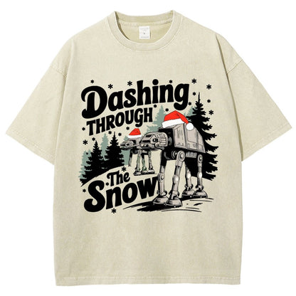 Empire Robot Dog Crosses the Snow Christmas Vintage Distressed T-shirt