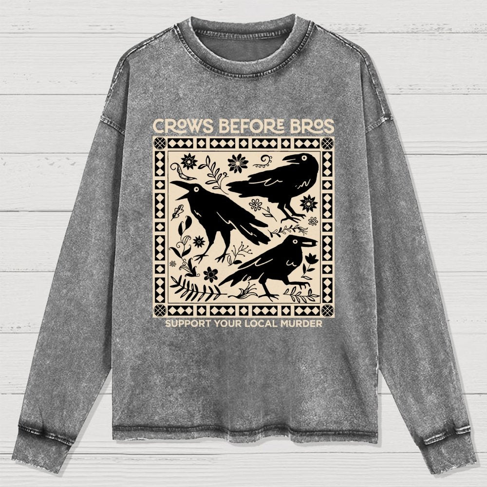 Crows Before Bros Washed Long Sleeve Tee