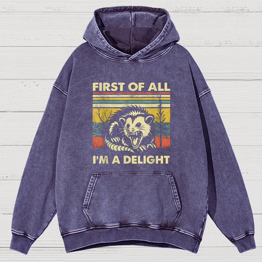 First Of All I'm A Delight Sarcastic Vintage Distressed Hoodie