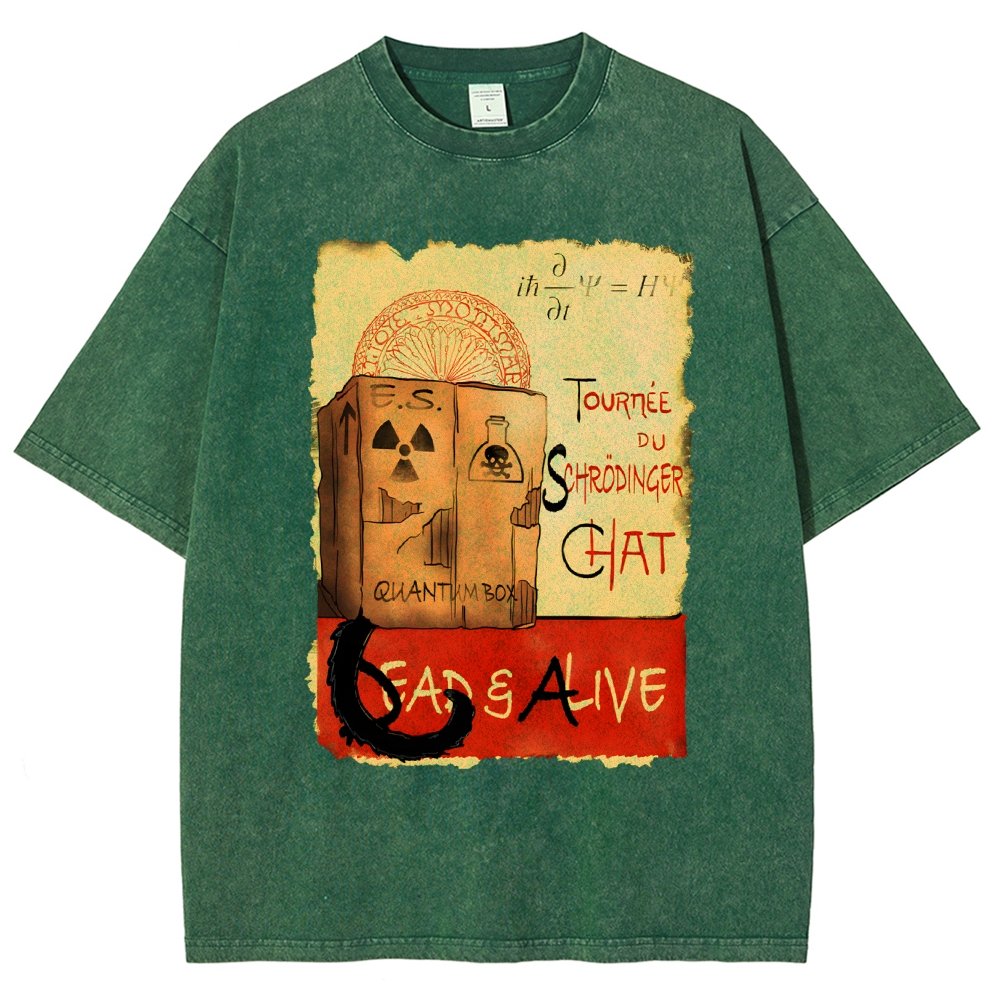 Tournee Du Schrodinger Chat Vintage Distressed T-shirt