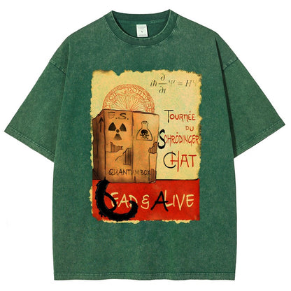 Tournee Du Schrodinger Chat Vintage Distressed T-shirt