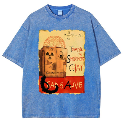 Tournee Du Schrodinger Chat Vintage Distressed T-shirt