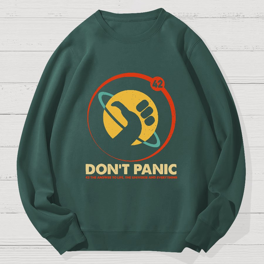 42 Answer to Life Universe Everything Don't Panic Geek Cotton Sweatshirt