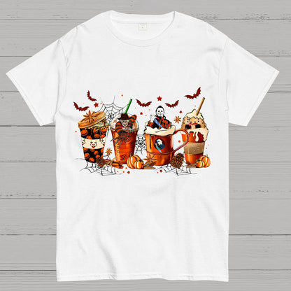 Skeleton Coffee Cups Halloween Geeky T-Shirt