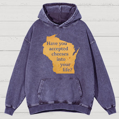 Wisconsin Cheese Pun Vintage Distressed Hoodie