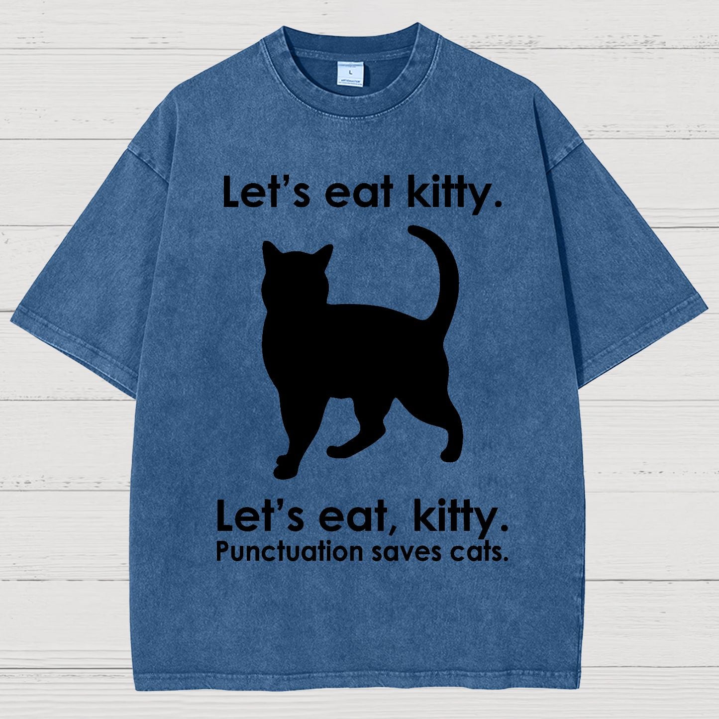 Let's Eat Kitty! Punctuation Saves Lives. Vintage Distressed T-shirt