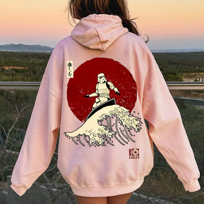 Cosmic Wave Printed Back Unisex Cotton Hoodie