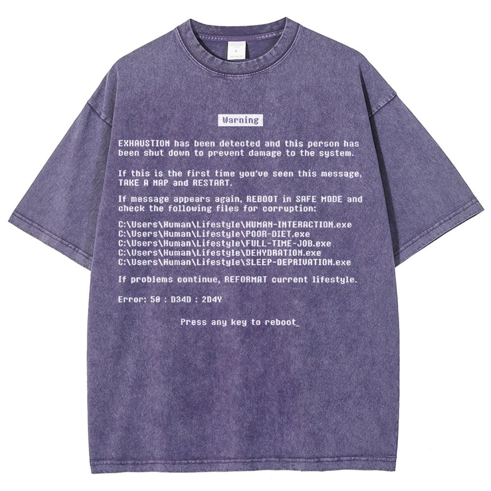 Blue Screen of Exhaustion Vintage Distressed T-shirt