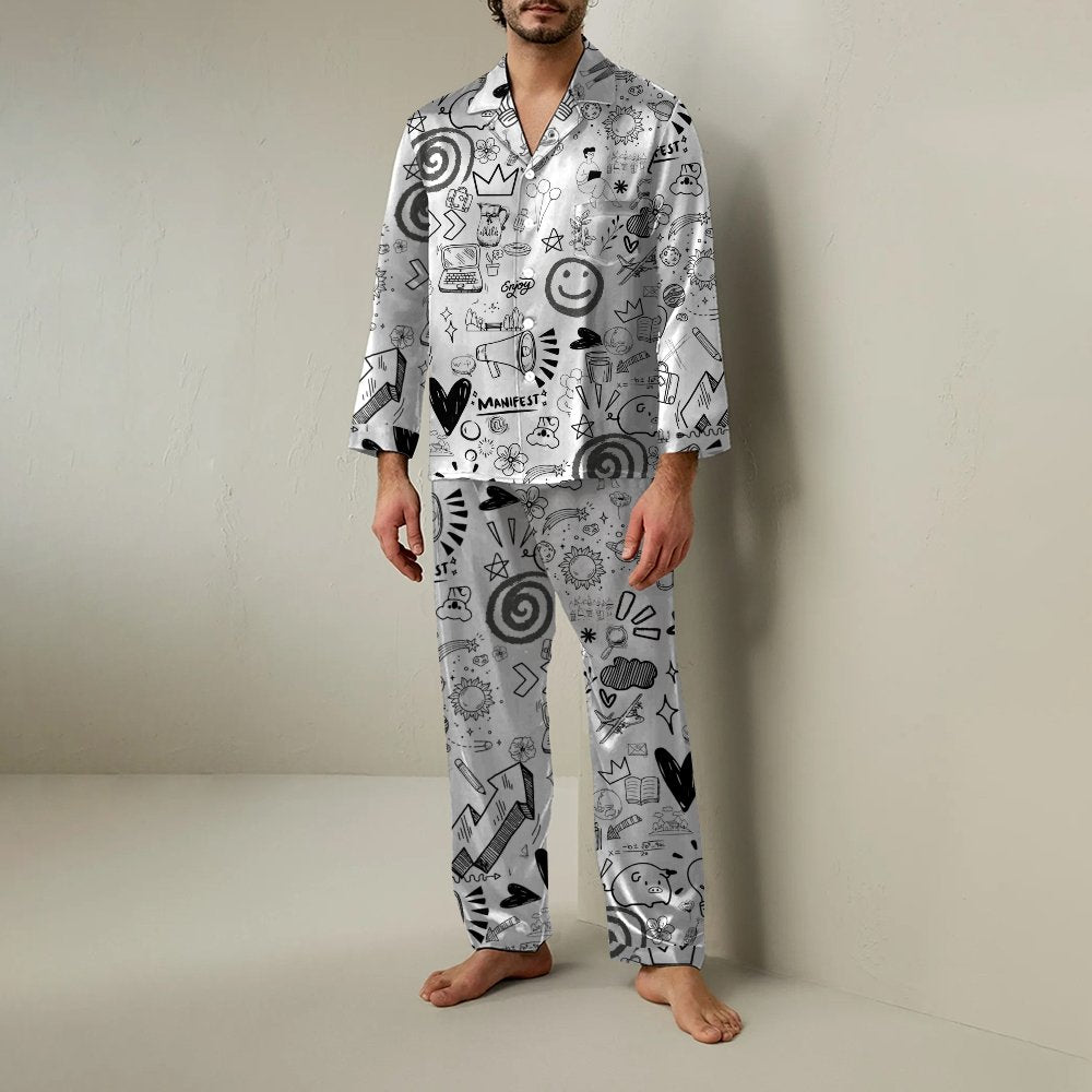 Stick Figure Geek Long Sleeve Pajama Set