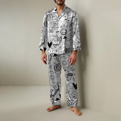 Stick Figure Geek Long Sleeve Pajama Set