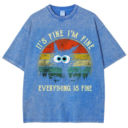 It ‘s Fine I am Fine Everything Is Fine Funny Black cat Vintage Distressed T-shirt