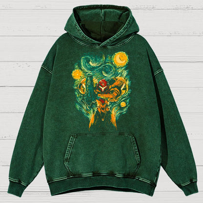 Cosmic Hunter Vintage Distressed Hoodie