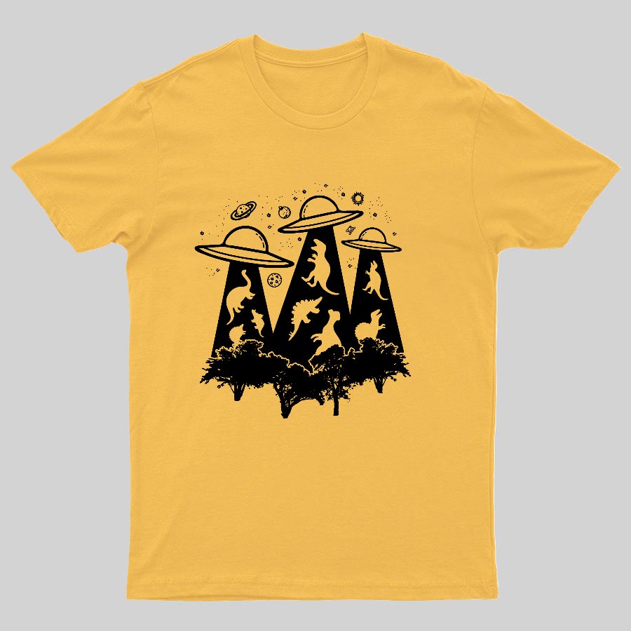 Dinosaur Alien Abduction Unisex Adult Geeky T-Shirt