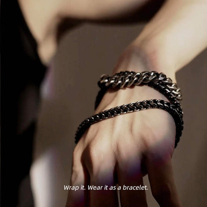 Vintage Silver Stainless Steel Curb Chain Necklace