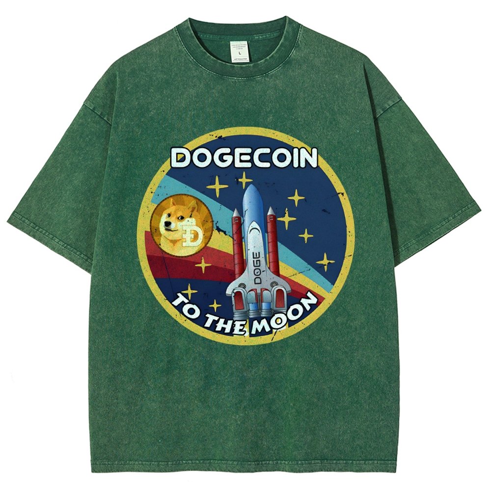 Dogecoin To The Moon DOGE Vintage Distressed T-shirt