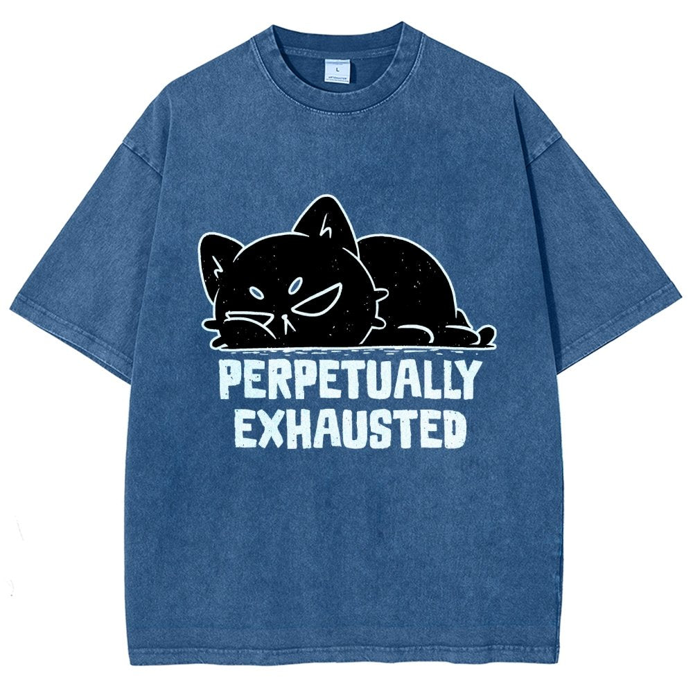 Perpetually Exhausted Cat Vintage Distressed T-shirt