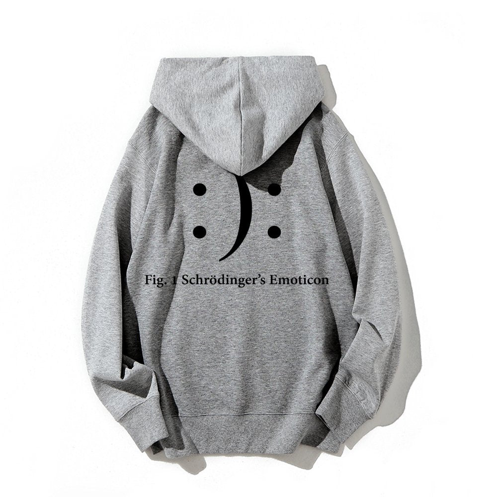 Schrodinger's Emoticon Printed Back Unisex Cotton Hoodie