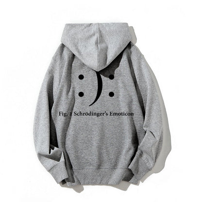 Schrodinger's Emoticon Printed Back Unisex Cotton Hoodie