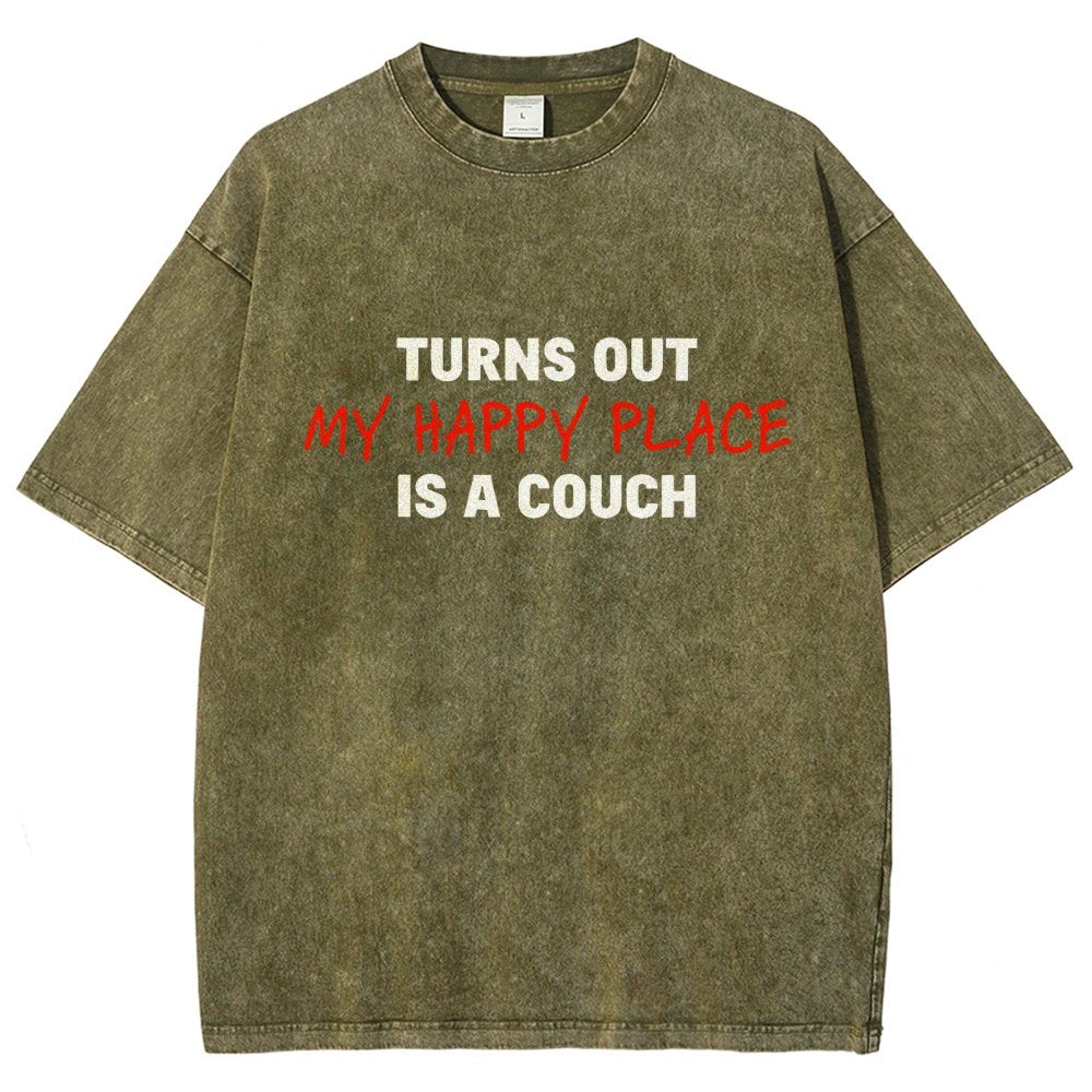 My Happy Place Is A Couch Vintage Distressed T-shirt