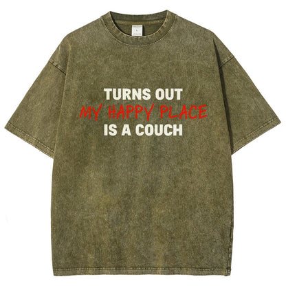 My Happy Place Is A Couch Vintage Distressed T-shirt